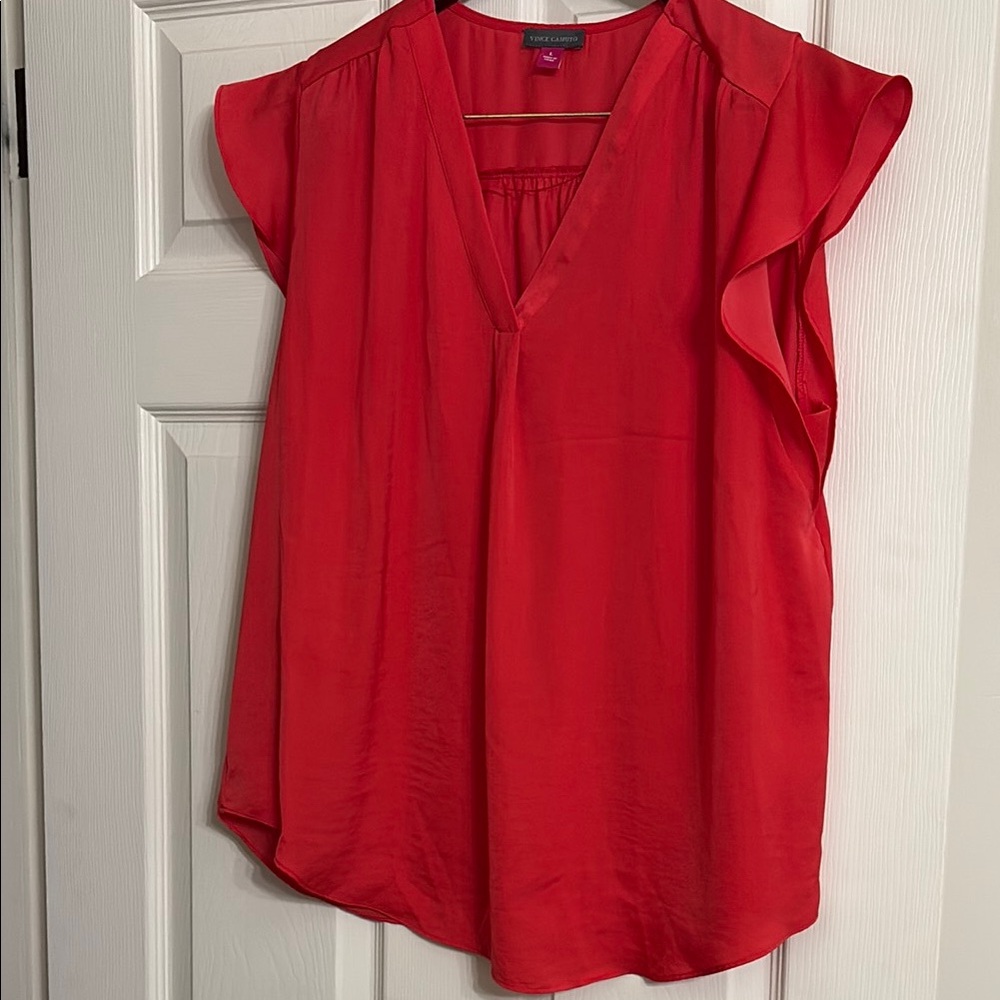 Vince Camuto Ruffled Cap Sleeve Blouse size Large